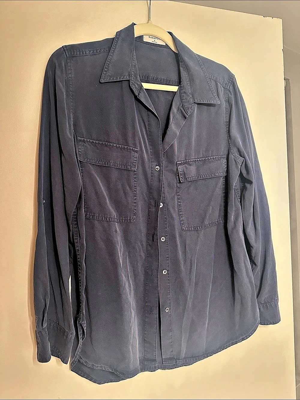 Babaton Utility Shirt Utility Button Down Shirt in Blue Size Small Like New